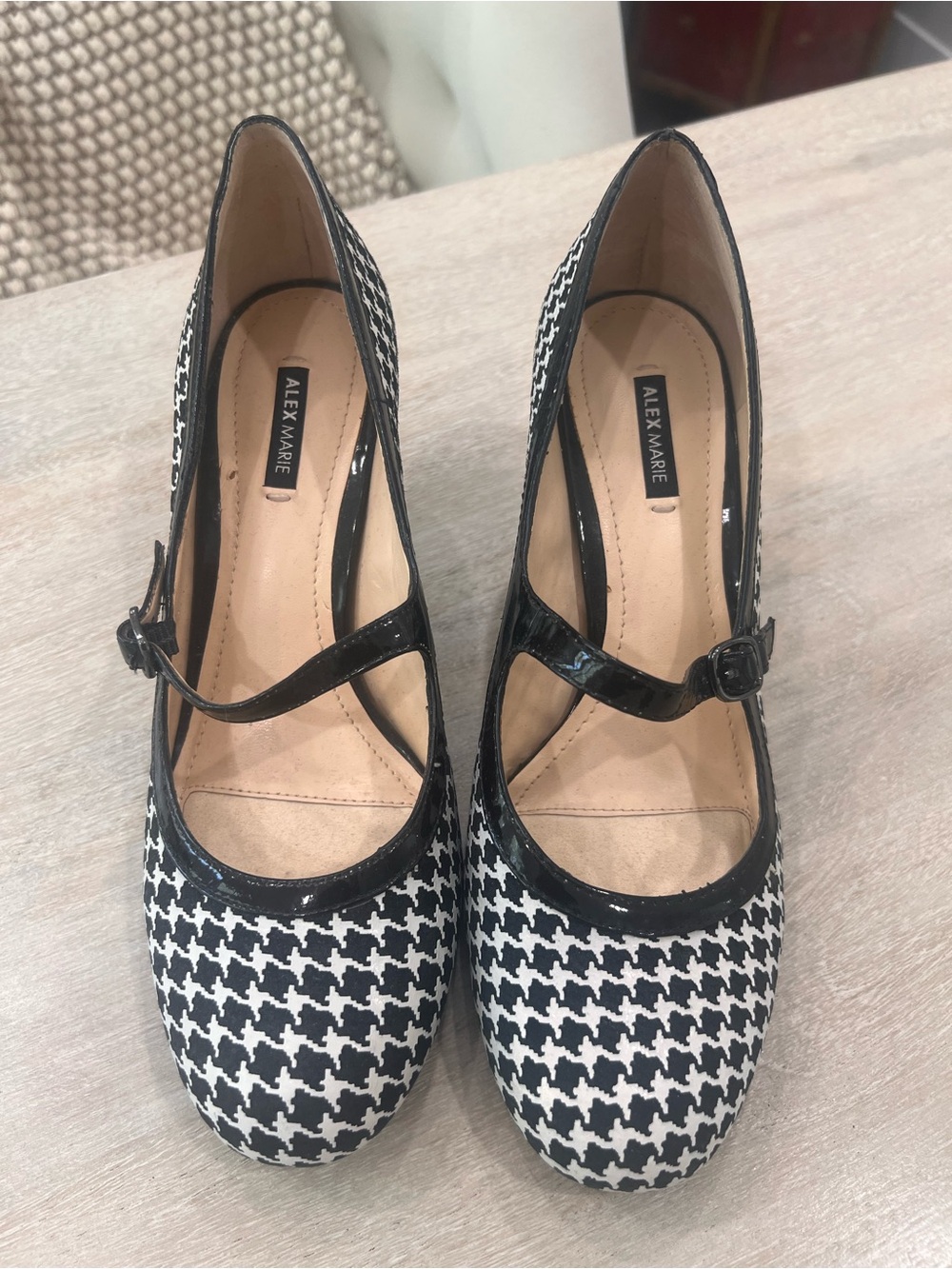 Alex Marie Houndstooth Mary Jane Kitten Heel Pumps - Picture 2 of 7